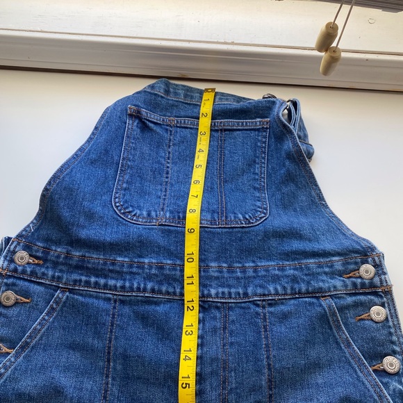Old Navy OG Straight Overalls Woman 12 Blue Denim Cotton Pockets Coastal Comfy - Picture 11 of 16